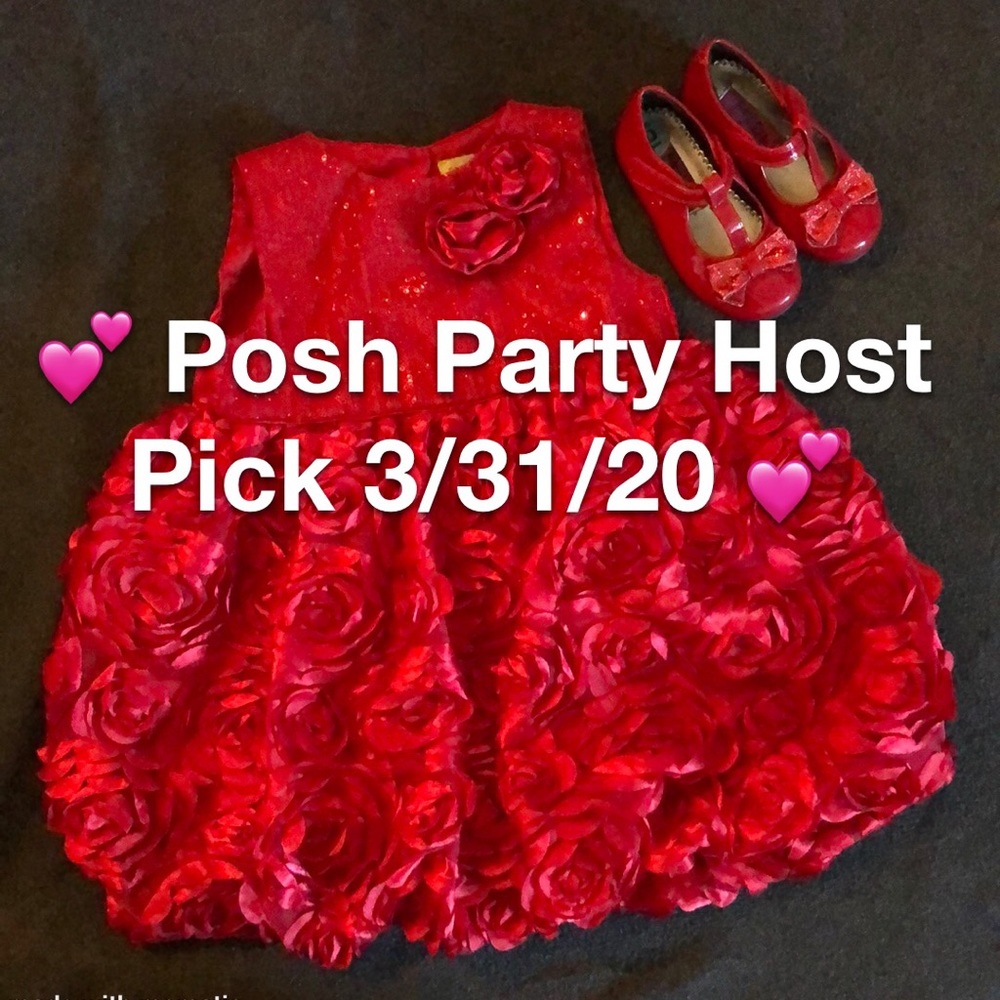 Red holiday dress and shoes